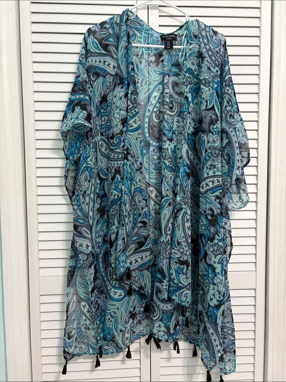Cynthia Rowley Teal Blue Paisley Sheer Swim Coverup